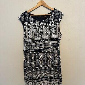 Navy and White Patterned Dress